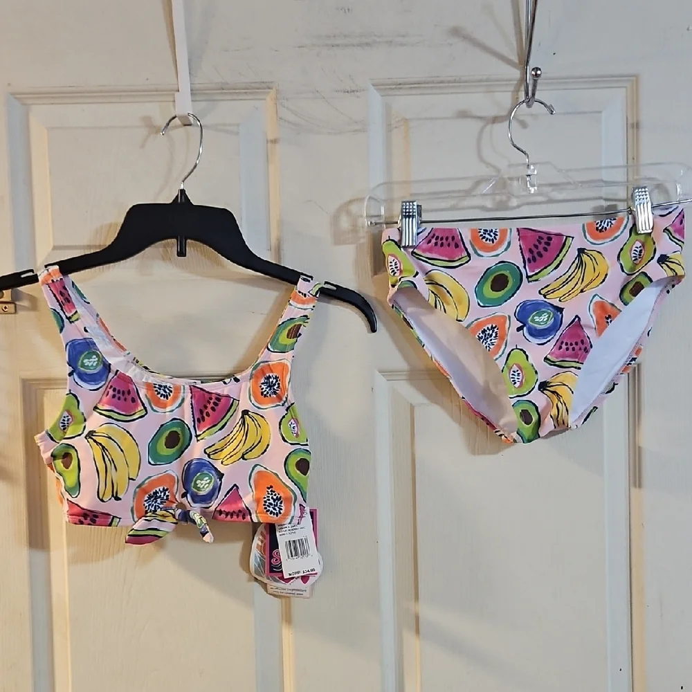 Andy & Evan Girls' Two-Piece Swimsuit: FRUIT PRINT: NEW WITH TAGS:SIZE L (12/14)